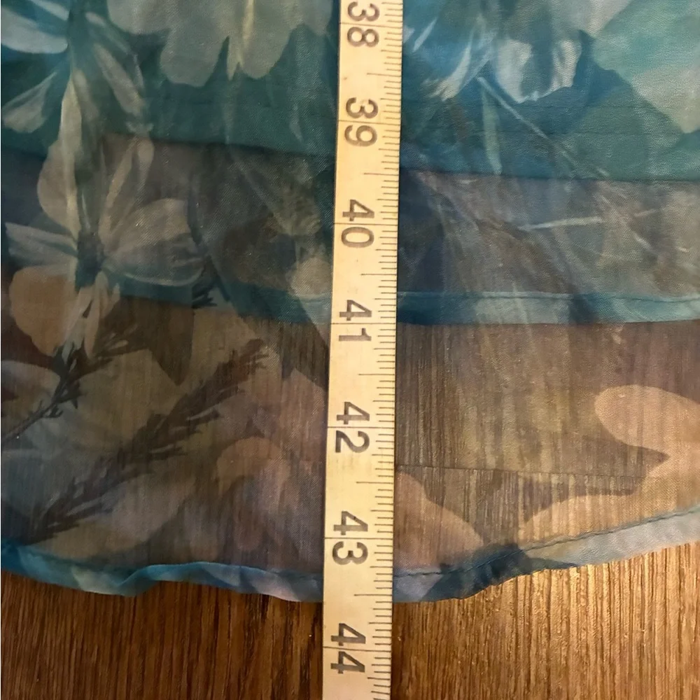 Lulus Lovely Statement Teal Blue Floral Organza Tie-Back Midi Dress - Size M - Picture 14 of 16